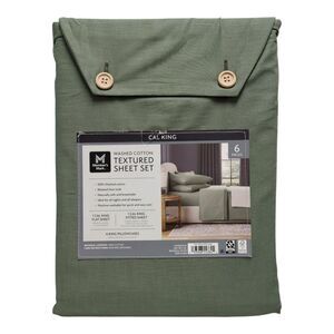 Member's Mark Washed Cotton Textured Sheet Set, California King - Green